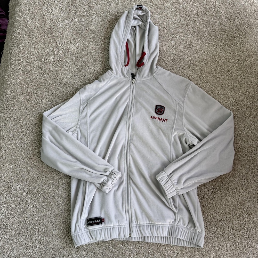 Y2K Starter Asphalt Legend Hoodie Mens Small Gray Fleece Full Zip Hooded Jacket